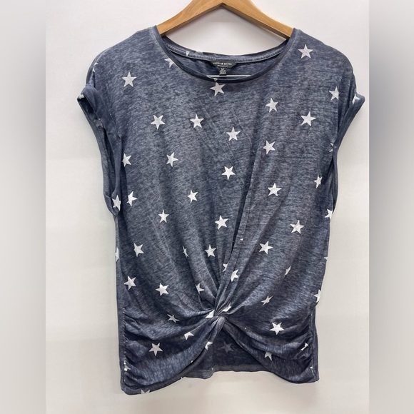 Lucky Brand Tops - Lucky Brand Navy and White Star‎ Twist-Front Short Sleeve Tee